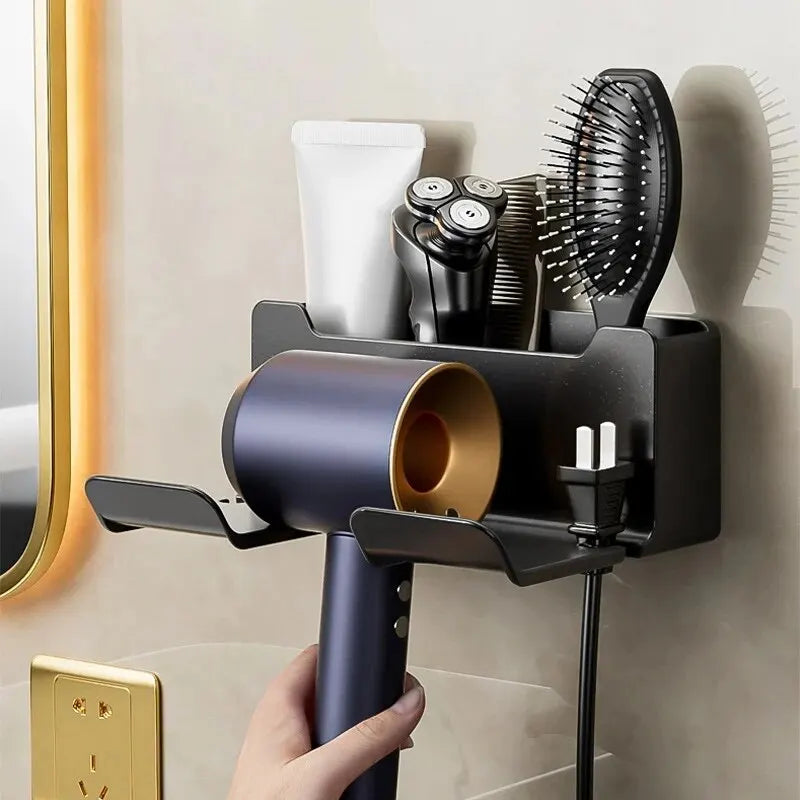 1 x Hair Dryer Holder, Wall Mount Hair Dryer Holder, Flat Iron Holder, Hair Dryer Organizer, Plastic Box, Hair Dryer Holder, Bathroom Organizer