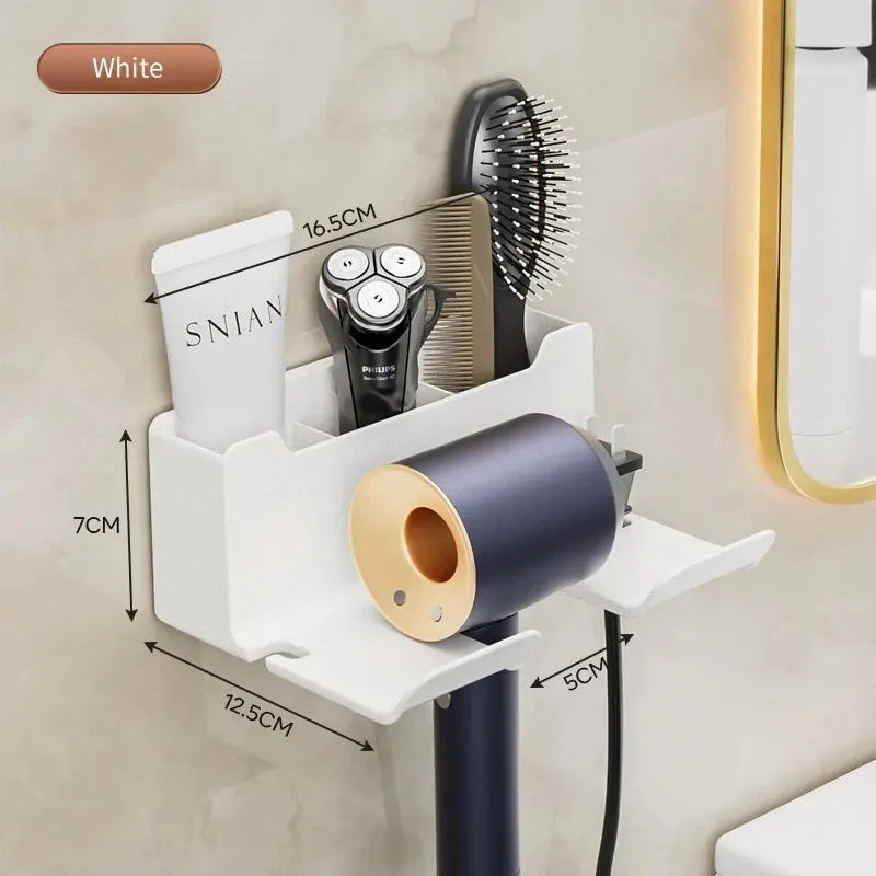 1 x Hair Dryer Holder, Wall Mount Hair Dryer Holder, Flat Iron Holder, Hair Dryer Organizer, Plastic Box, Hair Dryer Holder, Bathroom Organizer