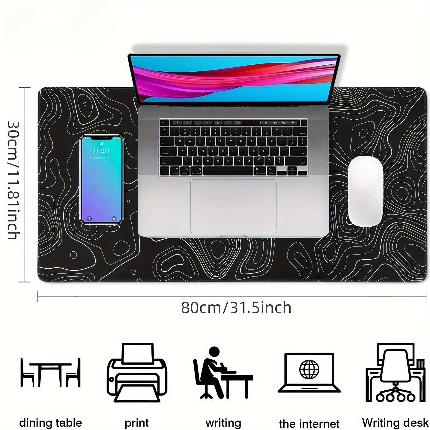 Mouse pad grande para teclado e mouse, tapete antiderrapante de borracha para jogos, mouse pad para laptop