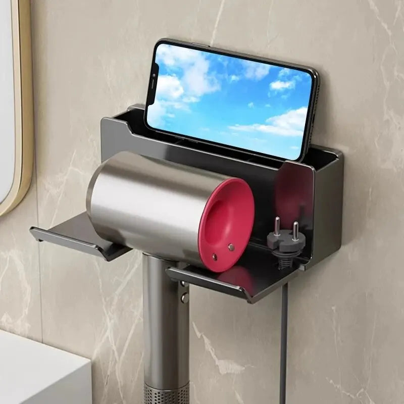 1 x Hair Dryer Holder, Wall Mount Hair Dryer Holder, Flat Iron Holder, Hair Dryer Organizer, Plastic Box, Hair Dryer Holder, Bathroom Organizer