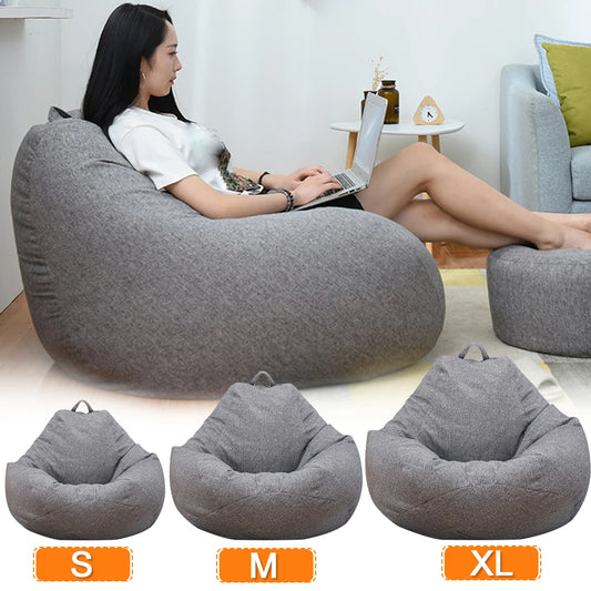 Large and small sofa cover without filling, linen lounger beanbag tatami sofa cover for living room