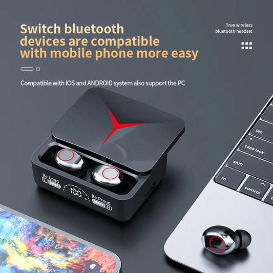 Auriculares inalámbricos TWS M90 originales para juegos, Bluetooth 5.3, deportivos, con micrófono, para iPhone y Xiaomi.
