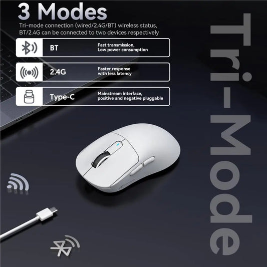 Mouse sem fio para jogos X3 ATTACK SHARK, vermelho, 4K, conexão Bluetooth de três modos, PAW3395, macro, Bluetooth para jogos